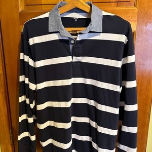 J.Crew Factory Rugby striped shirt with chambray collar